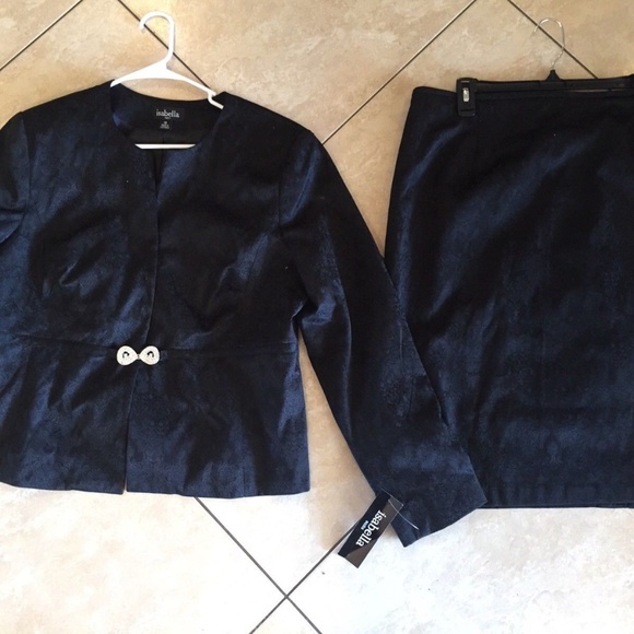 Isabella Suits Black Skirt & Jacket Floral Sz 18 - Picture 1 of 5